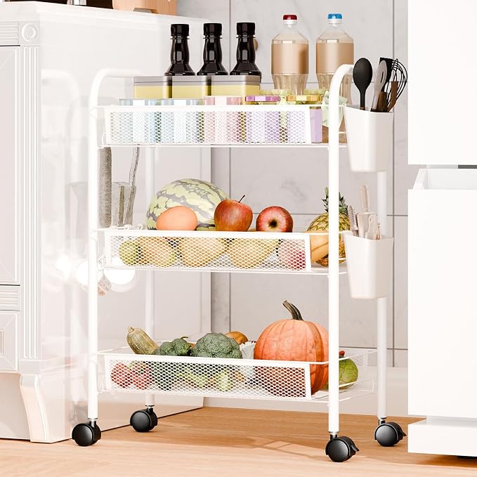 5-Tier Slim Rolling Cart with Wheels, Stackable Narrow Storage Trolley - Image 2
