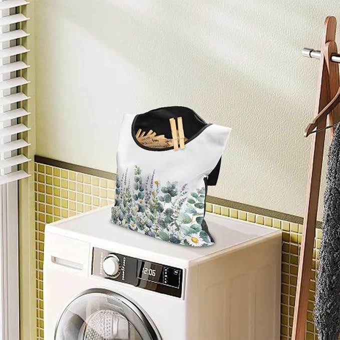 Green Leaves Clothespin Bag Space-Saving Laundry Clothes Pin Bag Super - Image 3
