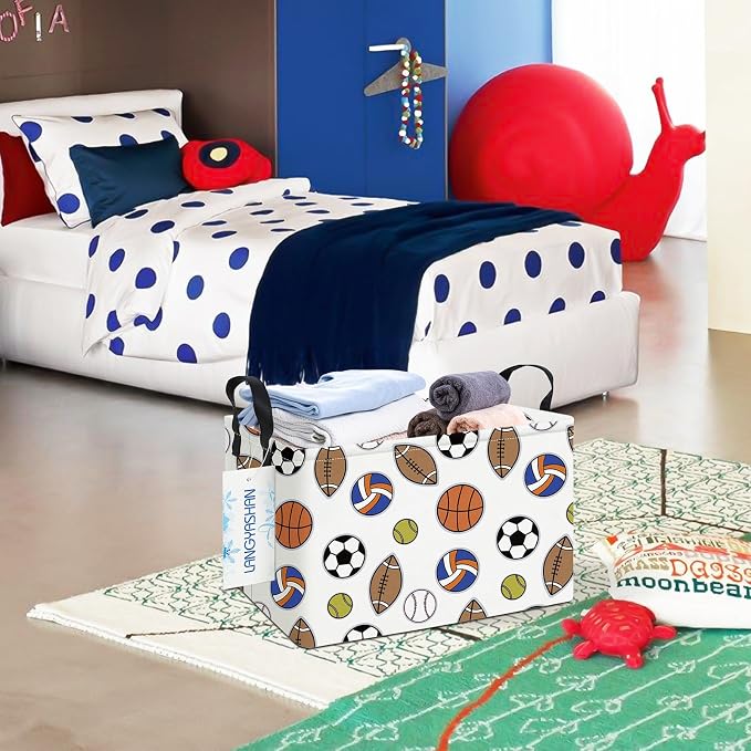 LANGYASHAN Rectangular Storage Bin Collapse Canvas Fabric Cartoon Storage Basket - Image 6