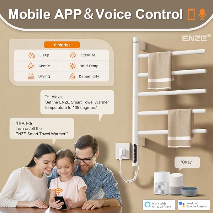 ENZE Smart Rotating Heated Towel Rack - Image 2