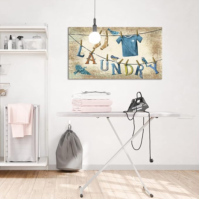 Conipit Laundry Canvas Wall Art Framed Vintage Laundry Room Signs Painting - Image 2