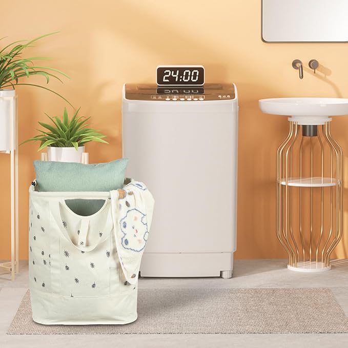 JOMOLA Collapsible Laundry Hamper 70L Large Foldable Laundry Basket Canvas - Image 7
