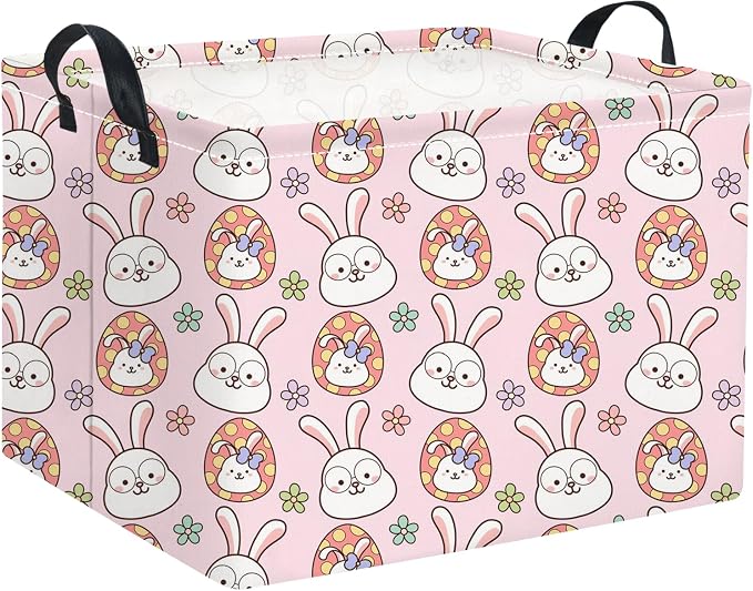 Easter Basket Bunny Pink Baby Girls Cute Kids Toy Storage Bin Organizer Shelf by TIBAOLOVER