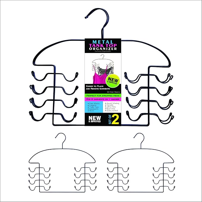Tank Top Closet Organizer Hangers 2-Pc Set by Dr. Organizer – Black Steel by DrOrganizer