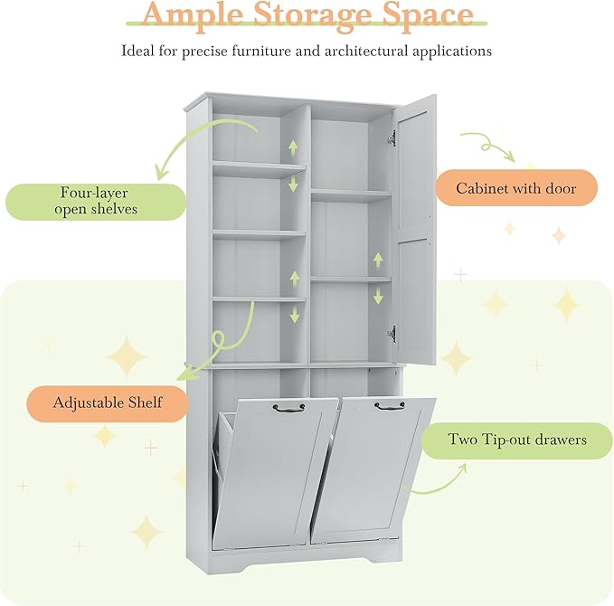 68" Tall Bathroom Storage Cabinet - Image 6