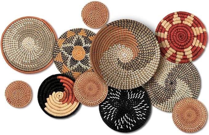 Tatuo 11 Pcs Boho Wall Basket Decor Decorative Bulrush Woven Basket Wall Decor by Tatuo