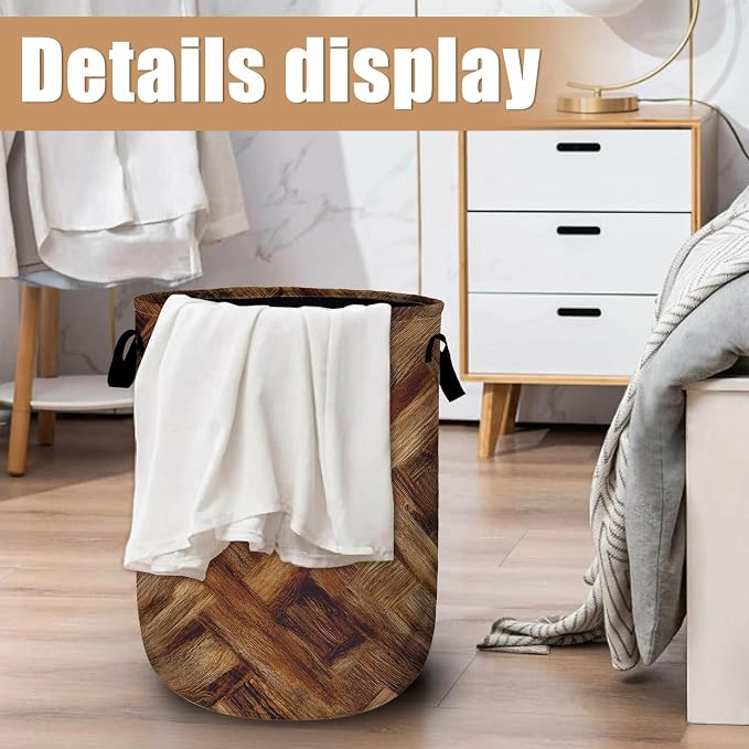 Vintage Wood Grain Laundry Basket - Image 6