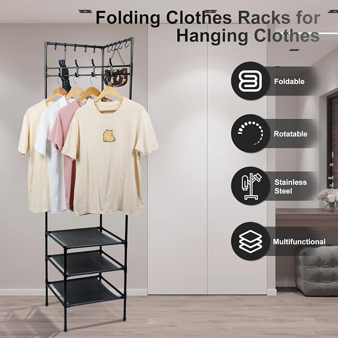 Corner Hall Tree, Freestanding Coat Rack - Image 2
