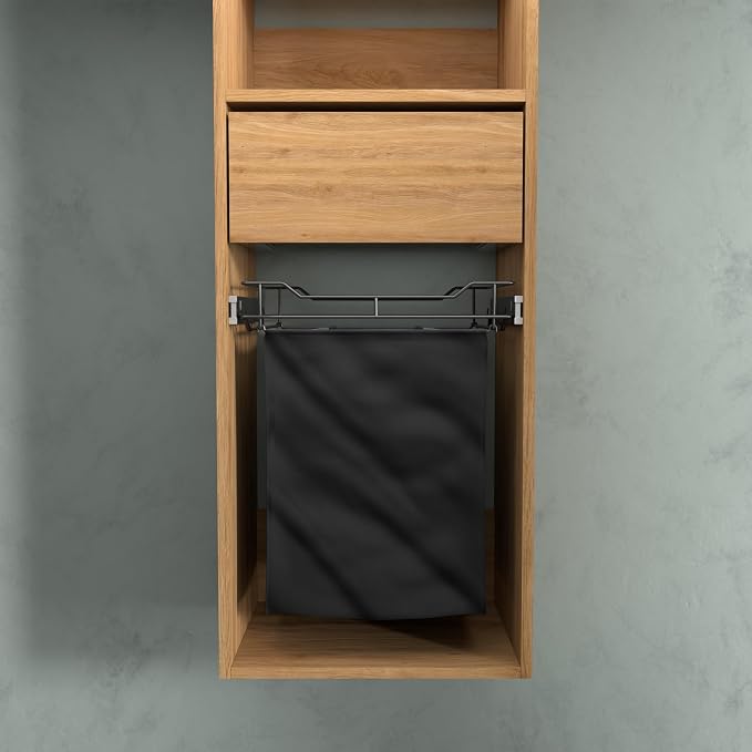 Classic 18" Full Extension Pullout Laundry Hamper in Matt Black - Image 3