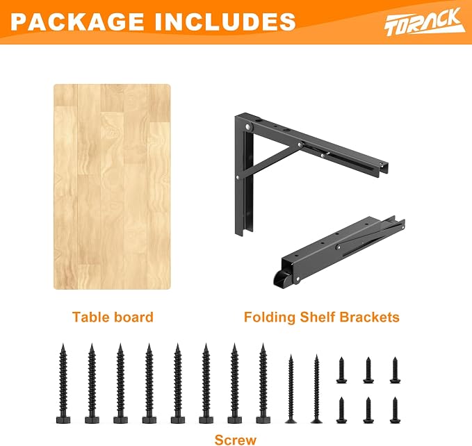 TORACK Heavy Duty Wall Mounted Folding Workbench, Space-Saving Collapsible Wall - Image 7