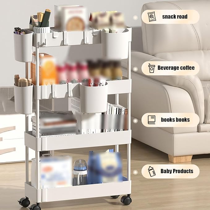 Slim Rolling Storage Cart Laundry Room, Household Multi-Layer Trolley Storage - Image 3