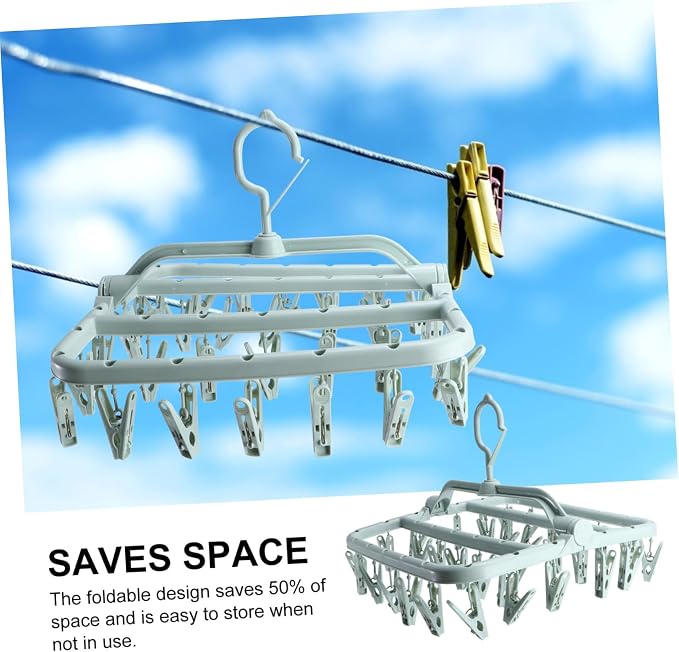 Foldable Clip Drying Rack for Boy Girl Socks and Underwear Clips Space-Saving - Image 4