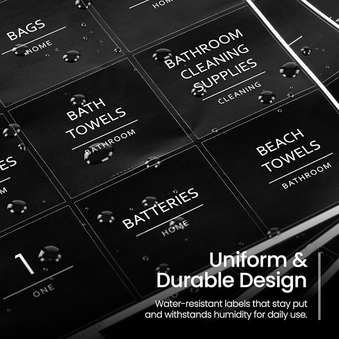 Talented Kitchen 144 Minimalist Laundry Labels – White Print on Matte Black - Image 5