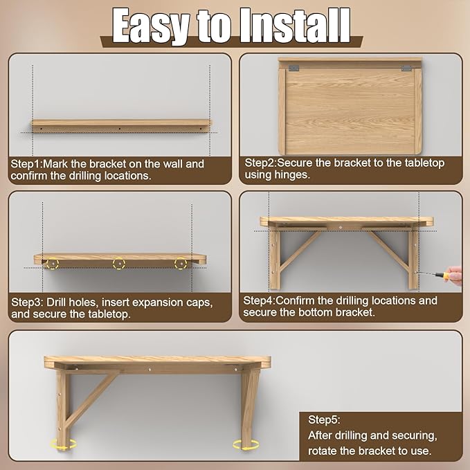 MM MELISEN Wall Mounted Folding Table - Image 5