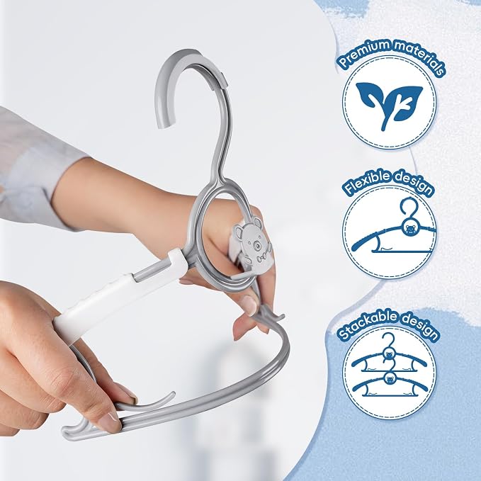 100Pack Baby Hangers for Closet Adjustable, 11~14inch Extendable & Stackable - Image 7