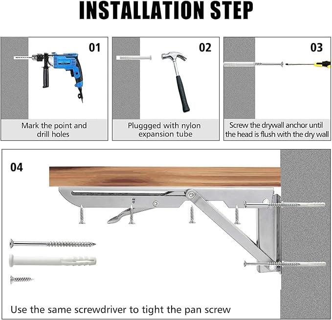 Folding Shelf Brackets 20 inch 4 Pcs Max. Load 440lb - Image 6