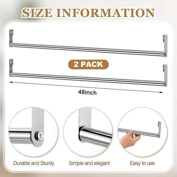 2 Pack Wire Shelving Garment Hanger Bar Wire Shelving Accessories Industrial - Image 2