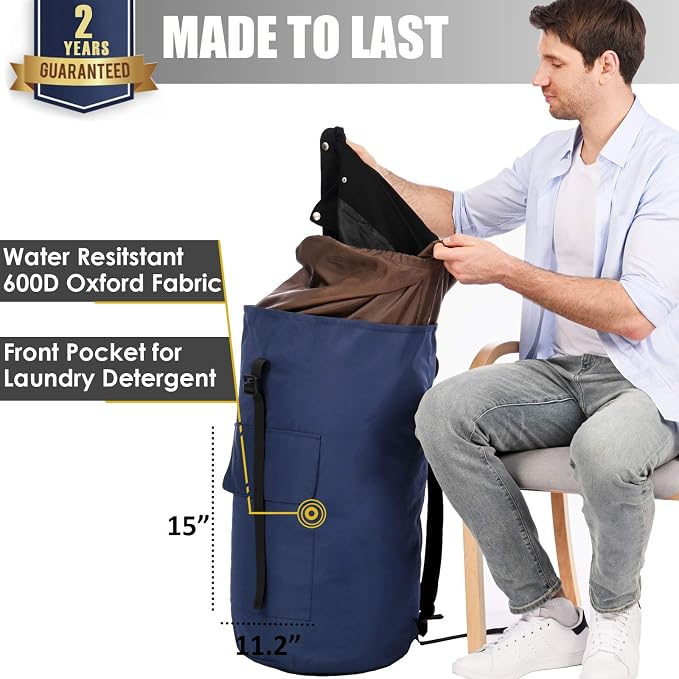 Backpack Laundry Bag, 115L Heavy Duty Extra Large College Laundry Backpack - Image 5