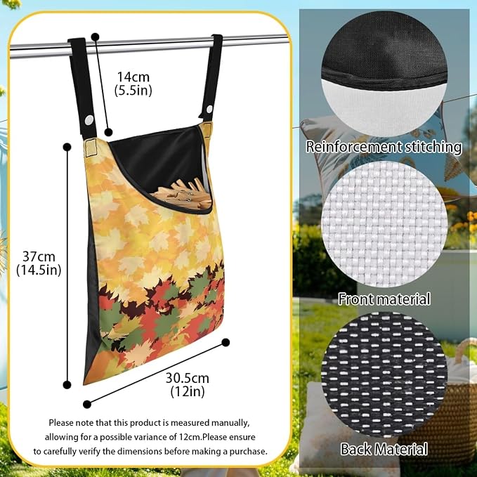 Maple Clip Storage Bag Portable Laundry Clothes Pin Holder Machine Washable - Image 6