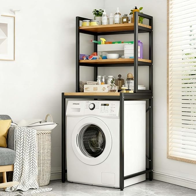 Space-Saving 3-Tier Over Washer and Dryer Storage Shelf, Heavy-Duty Over - Image 3