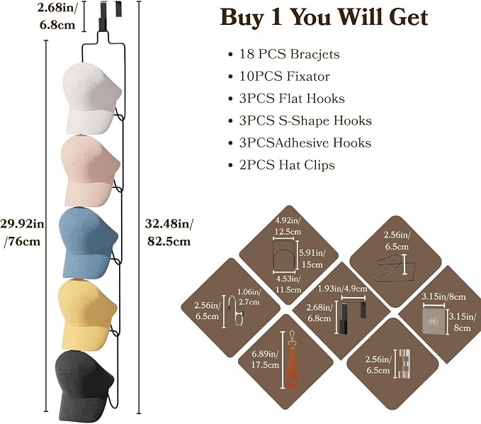 18 Pack Over The Door Hat Organizer - Image 9