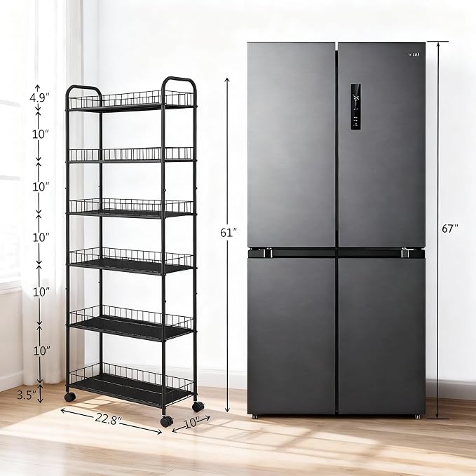 10in 6 Tier Slim Storage Cart - Image 5