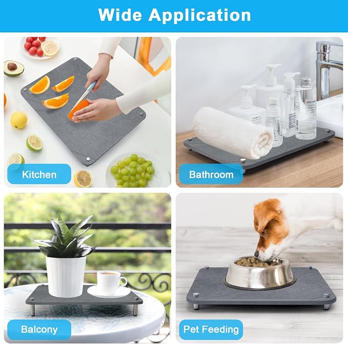 3Pcs Nesting Stone Drying Mat for Kitchen Counter, Quick Drying Stone Dish - Image 7