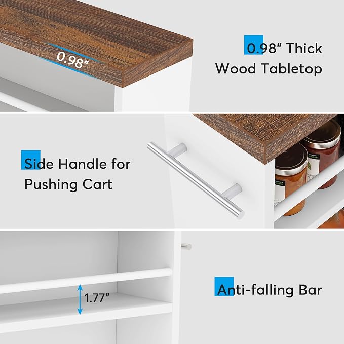 Tribesigns Slim Storage Cart, Rolling Narrow Kitchen Cart on Wheels - Image 6