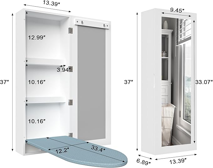 Wall Mounted Ironing Board Cabinet, Built in Foldable Ironing Board Closet - Image 3