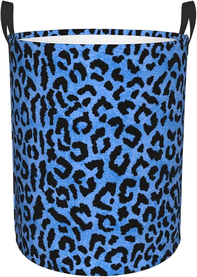 Blue Leopard Print Laundry Hamper Bag - Image 9