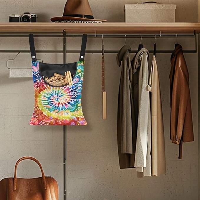 Rainbow Tie Dye Clothes Pin Hanging Bag Clothesline Peg Organizer Storage Bags - Image 4