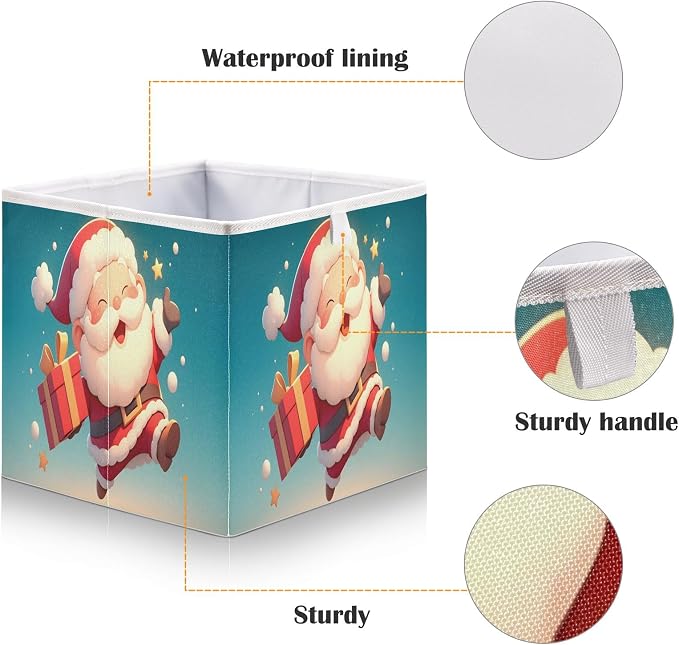 senya Large Storage Bins Pattern Santa Claus Christmas Collapsible Foldable - Image 4