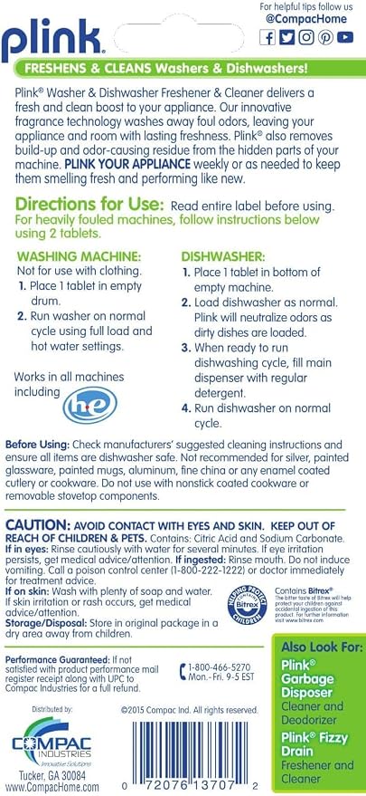 Compac Home Plink Appliance Freshener, Dishwasher, Washing Machine Cleaner - Image 2