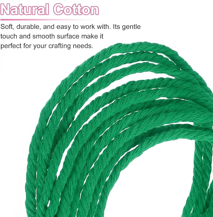 HARFINGTON Natural Macrame Cord 3mm x 328 Yards 4 Strand Twisted Cotton Macrame - Image 4
