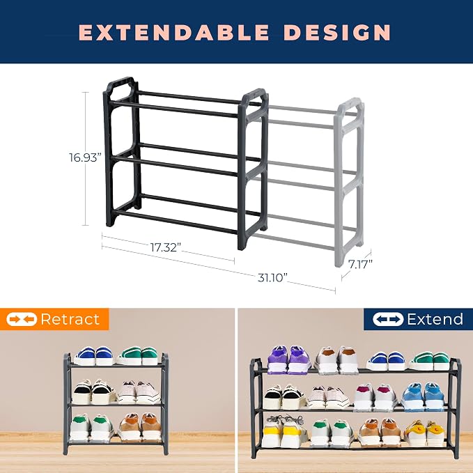 Happhom 3-Tier Expandable Shoe Organizer - Image 2