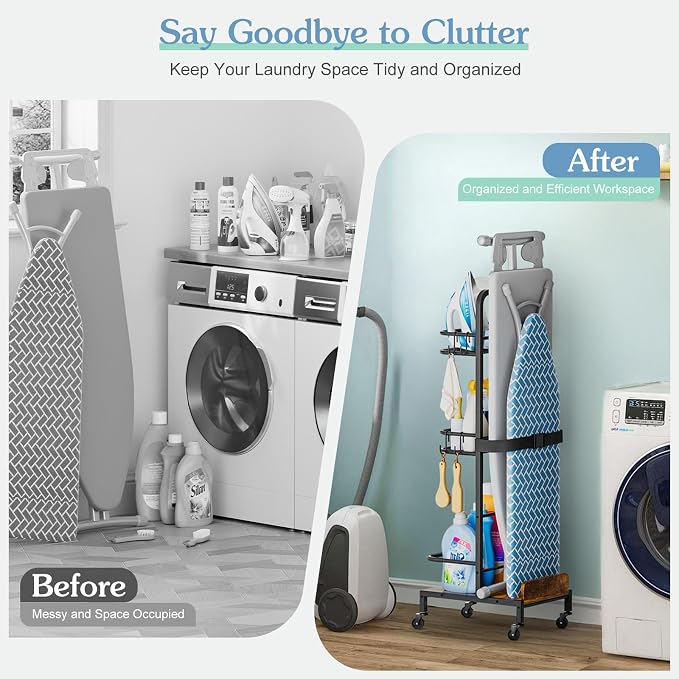 Ironing Board Hanger, Iron and Ironing Board Holder No Wall Mount, Laundry Room - Image 9
