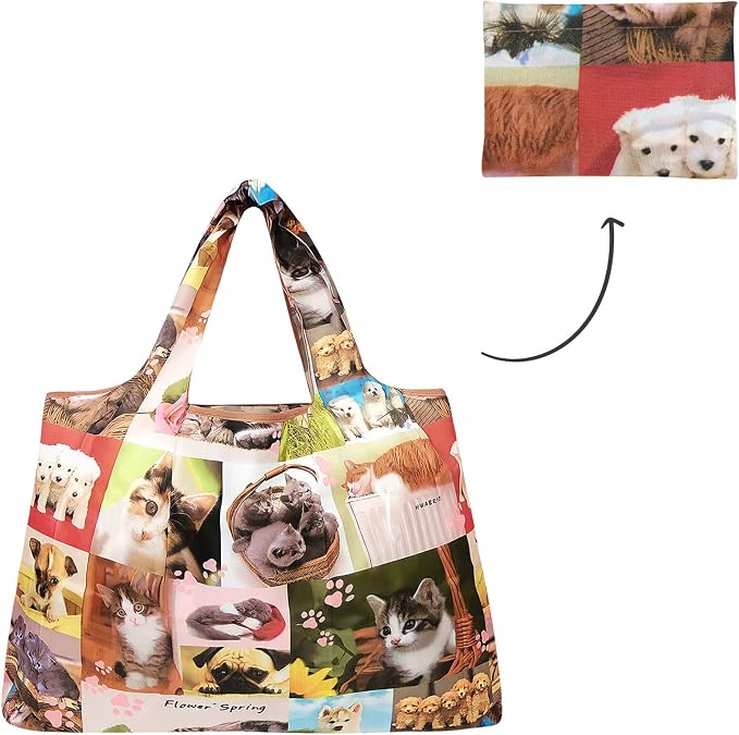 allydrew Large Foldable Tote Nylon Reusable Grocery Bag - Image 5