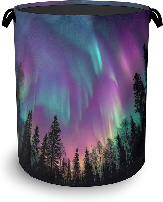 Aurora Forest Laundry Basket, Foldable by Unknown