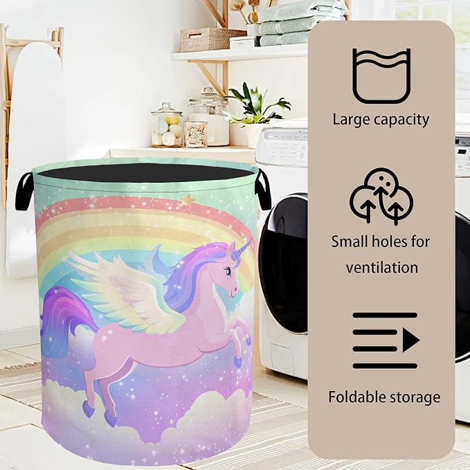 Rainbow Unicorn Foldable Laundry Hamper - Image 7