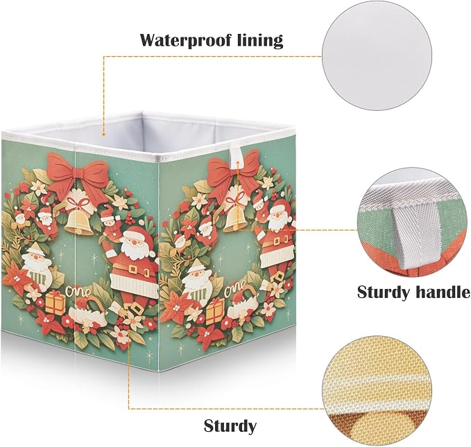 senya Large Storage Bins Wreath Two Collapsible Foldable Storage Cubes Fabric - Image 4