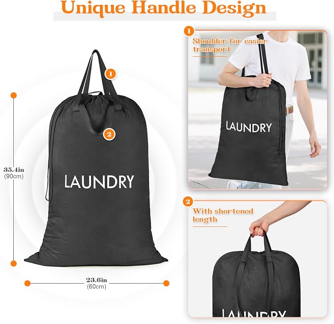 MissBoy Heavy Duty Nylon Laundry Bag, Washable & Splash-Resistant Dirty Clothes - Image 3