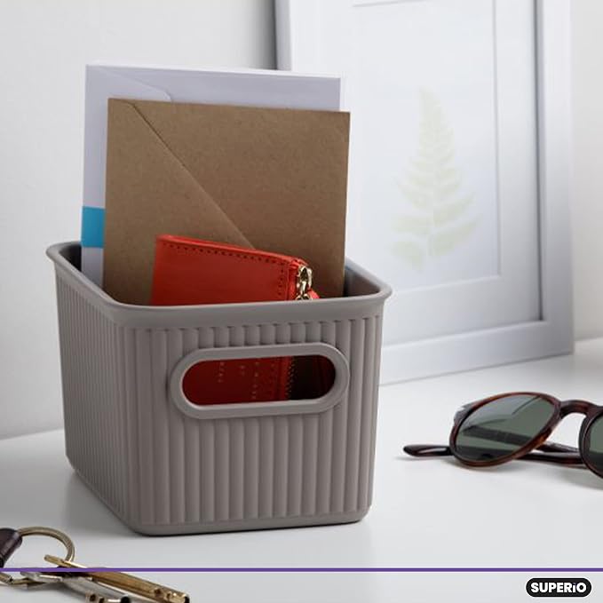Superio Decorative Plastic Basket Open Home Storage Bins Organizer Baskets - Image 7