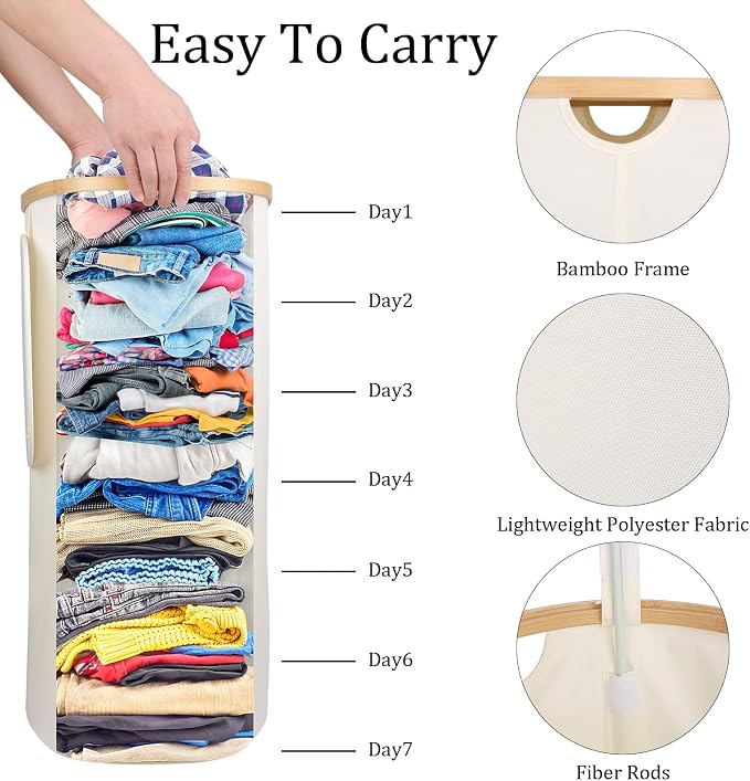 Laundry Hamper with Lid, 100L Clothes Hampers - Image 4
