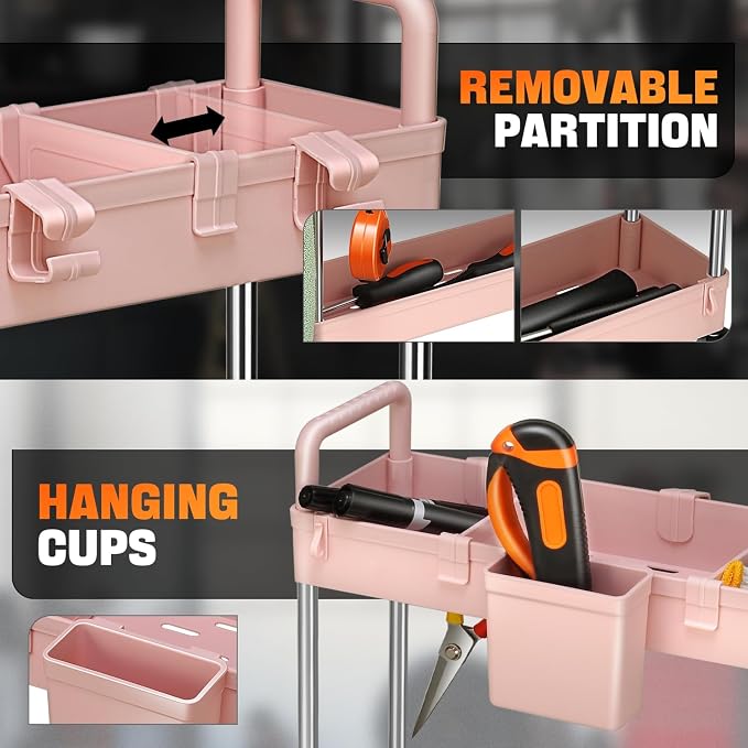 Auto Dynasty 3 Tier Slim Rolling Cart - Image 7