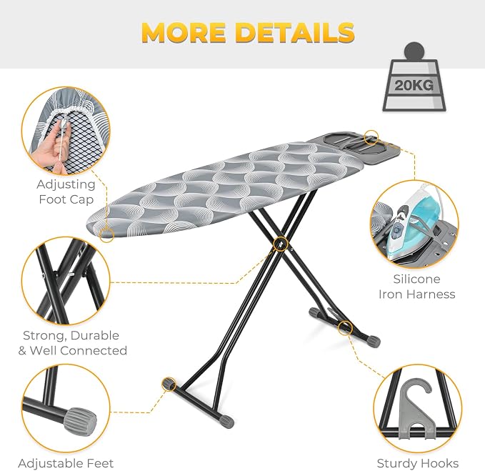 KINGBOARD Ironing Board, Metal Panel Iron Board Full Size - Image 6