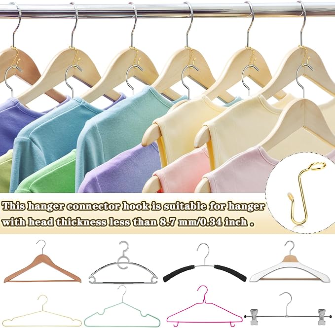 50 Pieces Hanger Connector Hooks Metal Hanger Extender Hooks Stable Clothes - Image 3