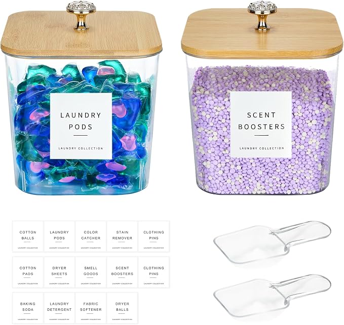 2 Pack Laundry Room Organization Storage Containers 2 Half Gallon Laundry Pod by POLRAI