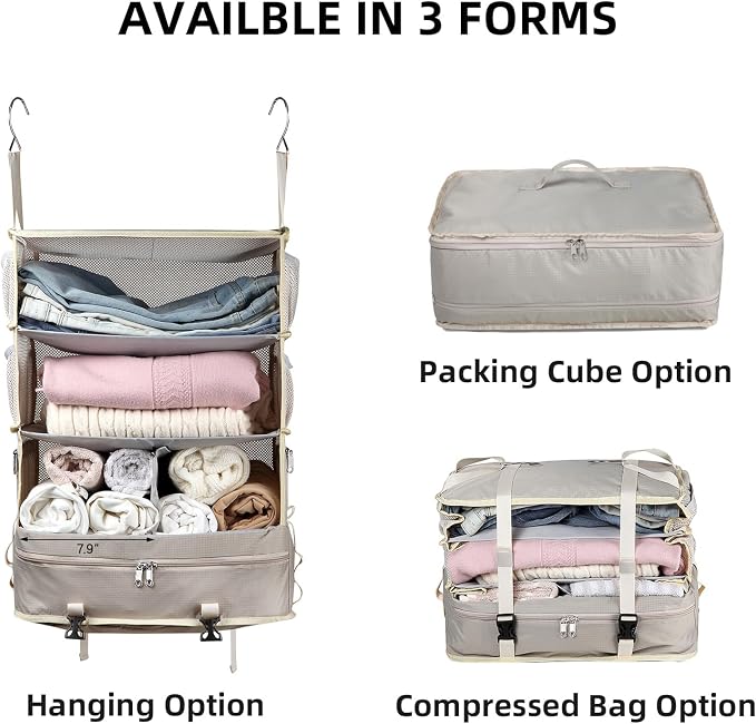 Bukere Hanging Packing Cube for Travel, Portable Shelves Organizer Bag for - Image 4