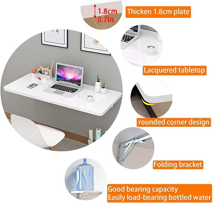 Wall Mounted Folding Table, Fold Down Floating Desk - Image 4
