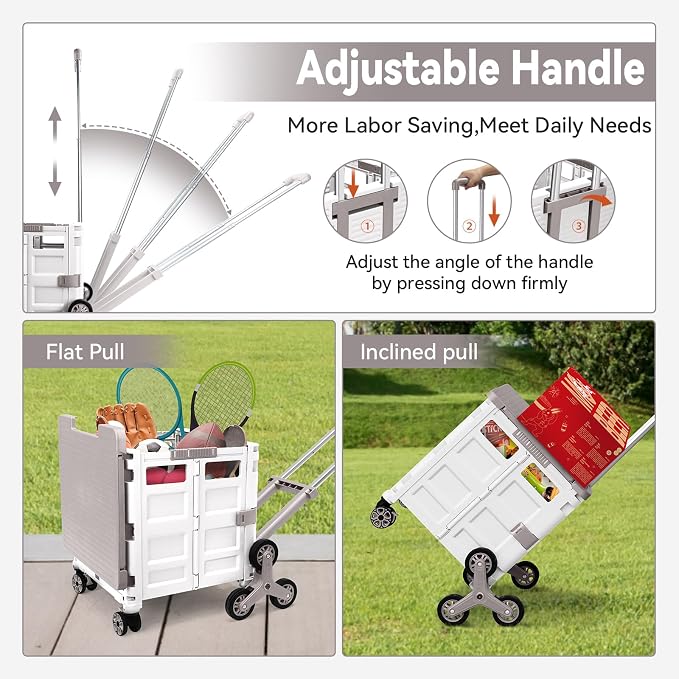 Foldable Utility Cart with Stair Climbing Wheels, Collapsible Rolling Crate - Image 2